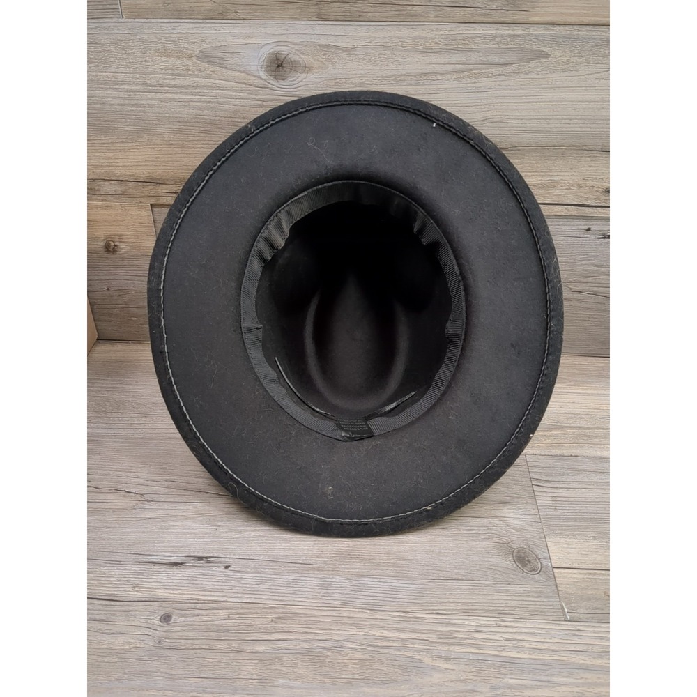 Classic Wide Brim Belt Buckle Fedora Hat 24"‎ Circumference Black - Picture 9 of 10